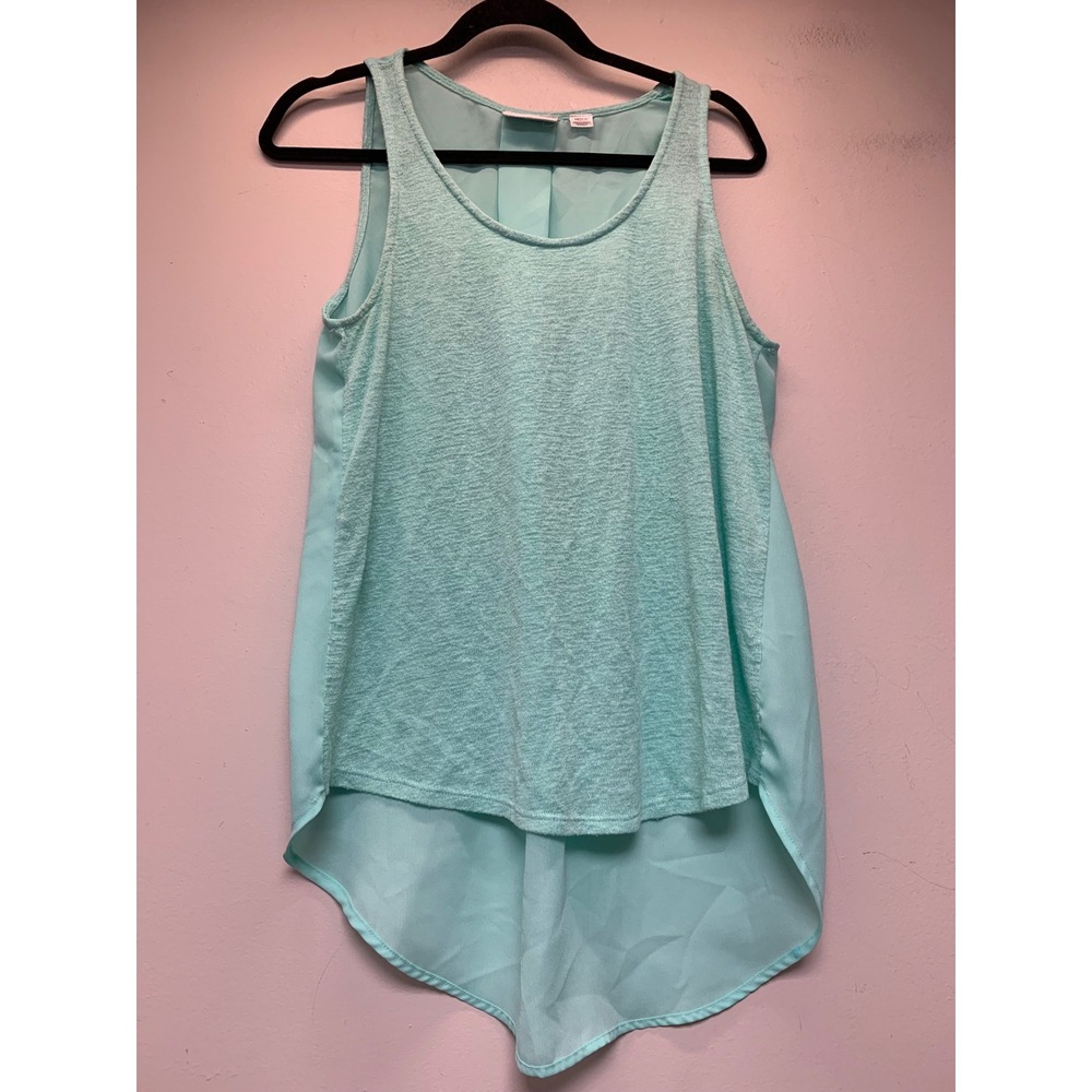 14th & Union Tank Top Women Medium Mint Green Excellent High-Low Mixed Media